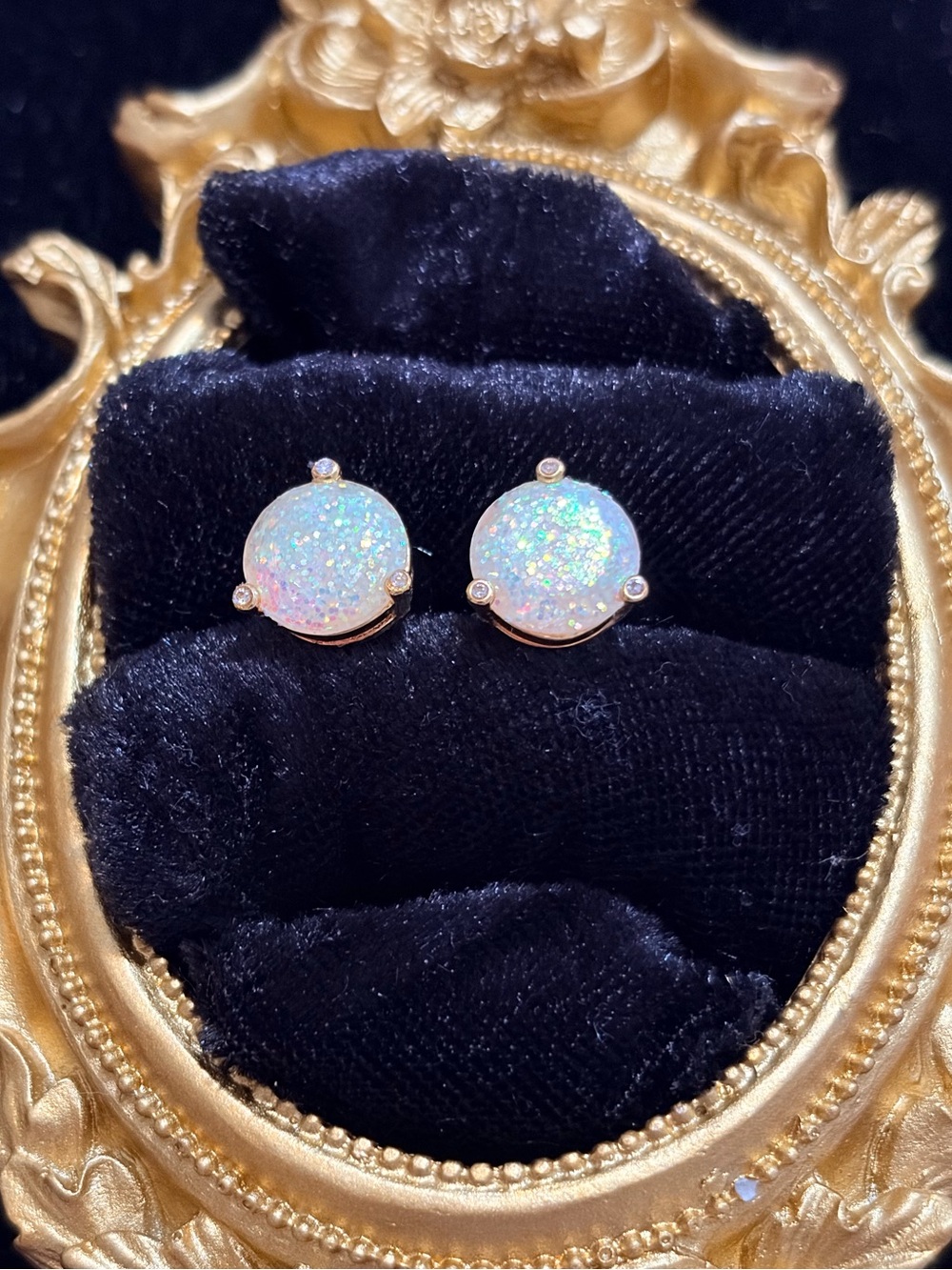 kate spade Iridescent Opal-Look Round Stud Earrings - White